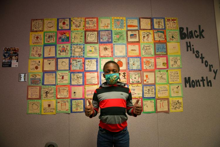 2nd Graders make Quilt Honoring Black History Month