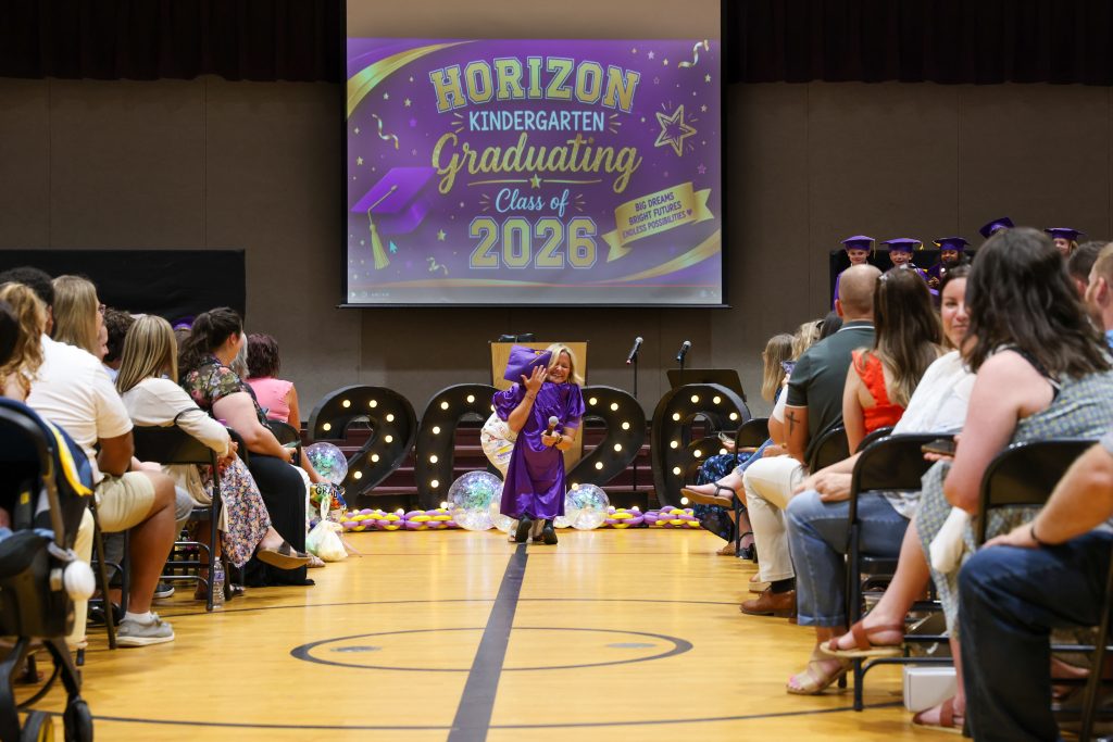 Graduation ceremony in progress at Horizon Elementary School.
