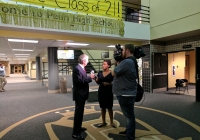 Supt. Dr. Thacker being interviewed by WNDU-TV